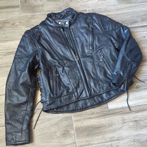 XElement by USA Heavy Leather Quilted Lined Lace Sides Zip Vents Pocket